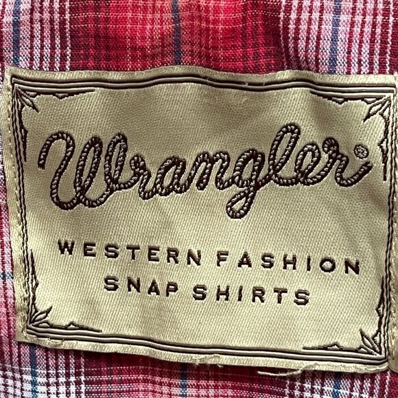 VINTAGE Wrangler Shirt Mens Red Plaid Western Button Perl Snap - Picture 4 of 11